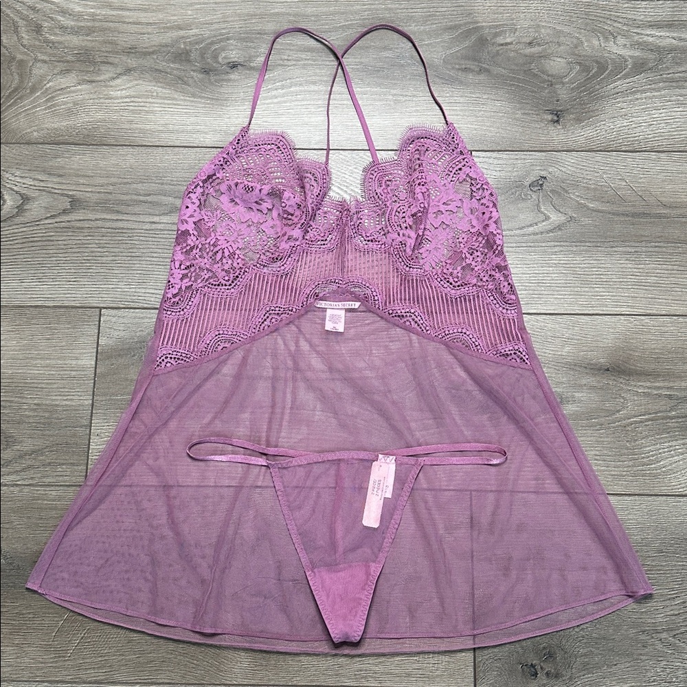 Victoria's‎ Secret Pink Lace Slip And V-String Panty Size Medium